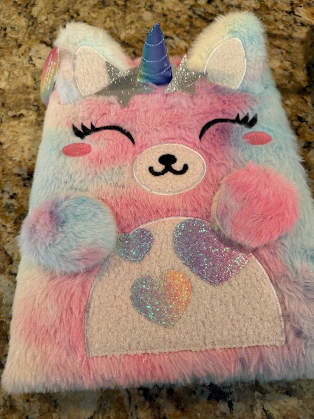 Plush Pastel Unicorn Notebook - Pink Blue